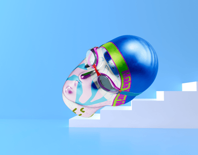 ProVisual — Swimming Cap with Goggles 3D mockup and 3D model - create your perfect project online