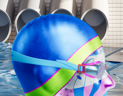 ProVisual — Swimming Cap with Goggles 3D mockup and 3D model - create your perfect project online