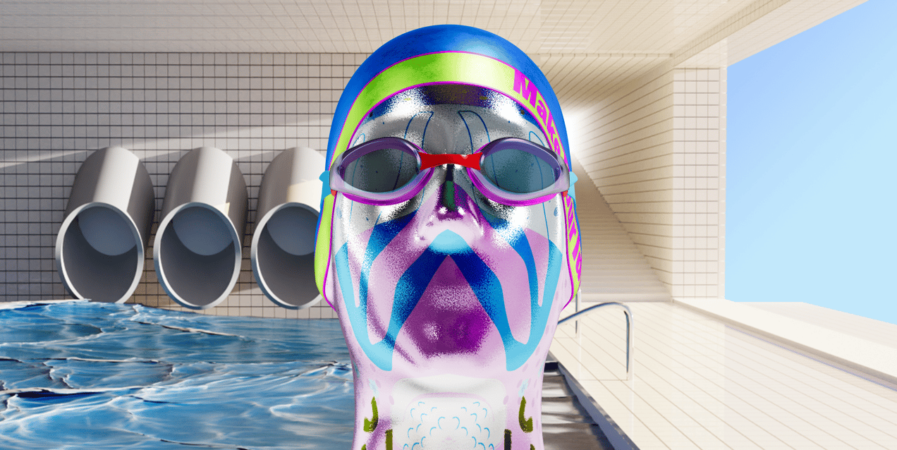 ProVisual — Swimming Cap with Goggles 3D mockup and 3D model - create your perfect project online