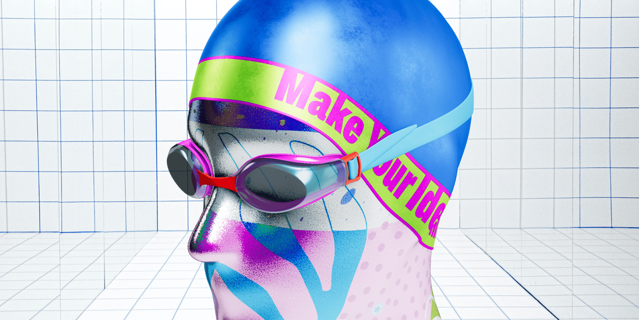 ProVisual — Swimming Cap with Goggles 3D mockup and 3D model - create your perfect project online