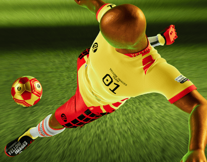 ProVisual —  Men’s Full Soccer Kit in Action 3D mockup and 3D model - create your perfect project online