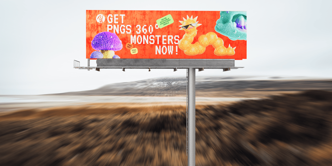 ProVisual —  Unipole Billboard 48x14 Feet 3D mockup and 3D model