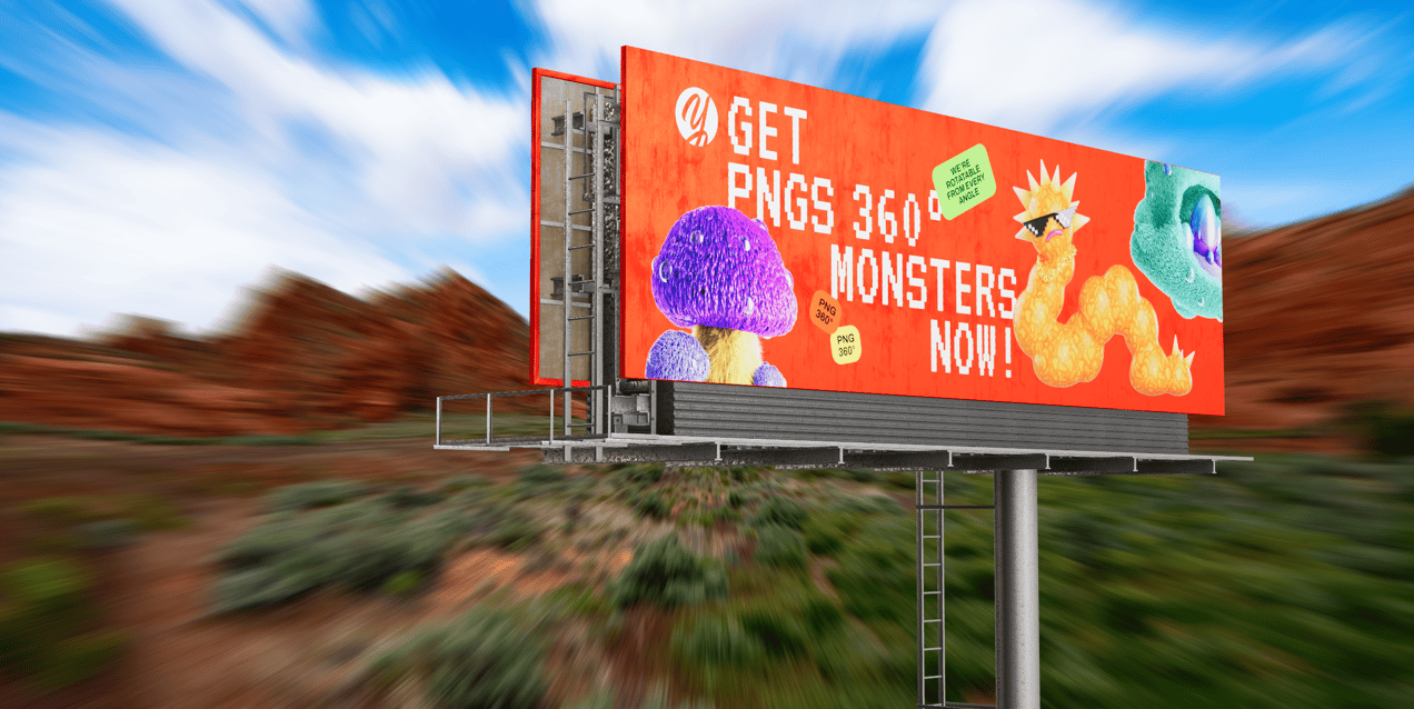 ProVisual —  Unipole Billboard 48x14 Feet 3D mockup and 3D model