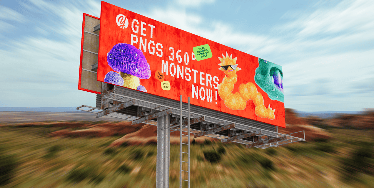 ProVisual —  Unipole Billboard 48x14 Feet 3D mockup and 3D model