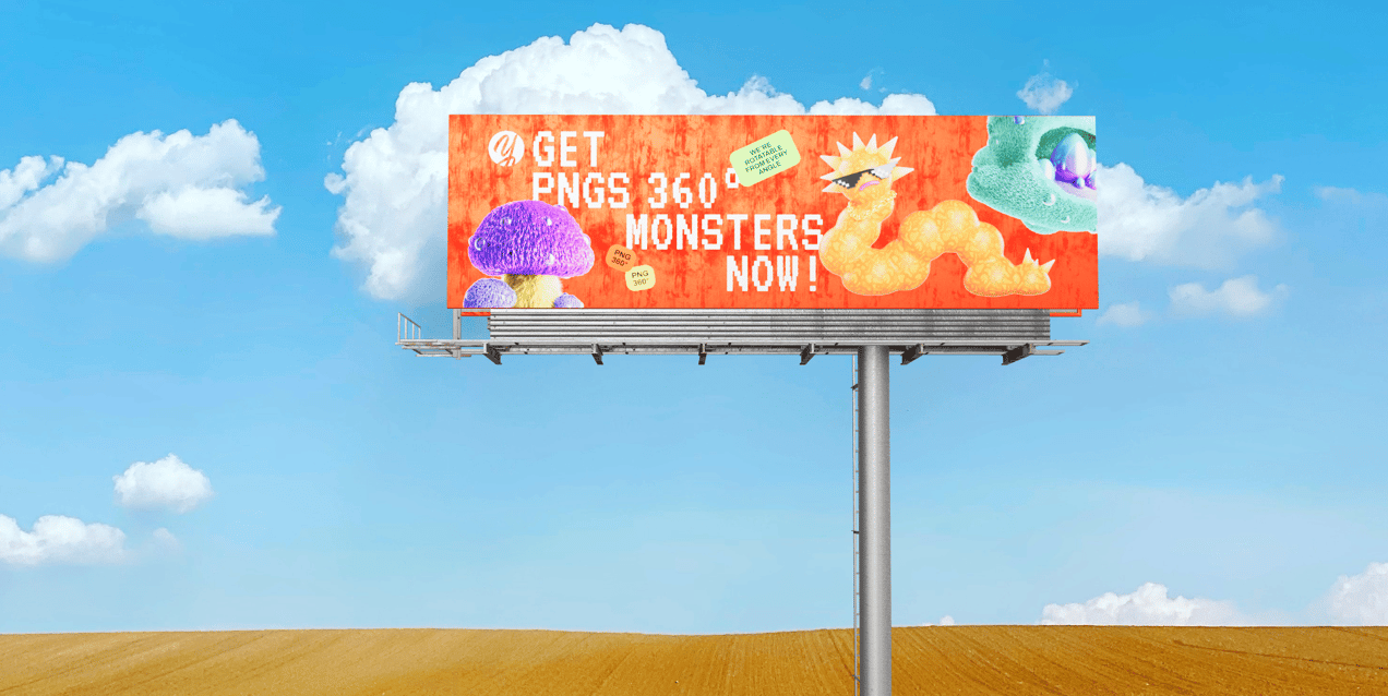 ProVisual —  Unipole Billboard 48x14 Feet 3D mockup and 3D model