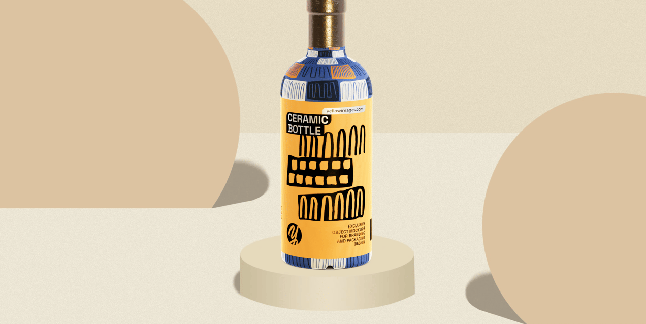 ProVisual —  Ceramic Bottle with Shrink Band 3D mockup and 3D model - customize online now