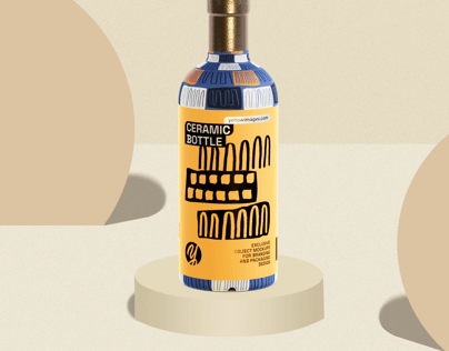 ProVisual —  Ceramic Bottle with Shrink Band 3D mockup and 3D model - customize online now