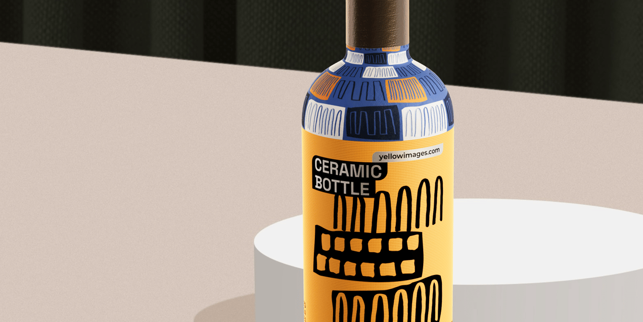 ProVisual —  Ceramic Bottle with Shrink Band 3D mockup and 3D model - customize online now