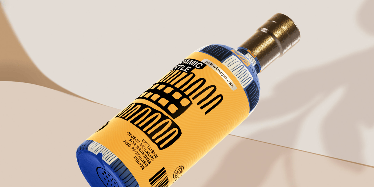 ProVisual —  Ceramic Bottle with Shrink Band 3D mockup and 3D model - customize online now