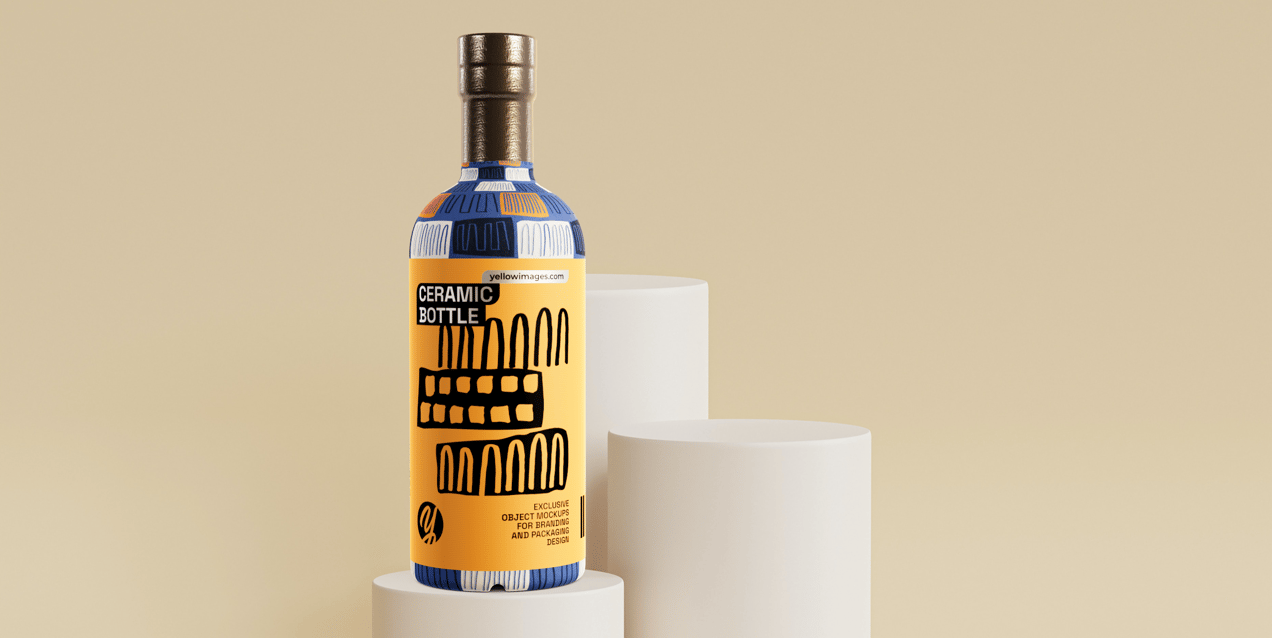 ProVisual —  Ceramic Bottle with Shrink Band 3D mockup and 3D model - customize online now